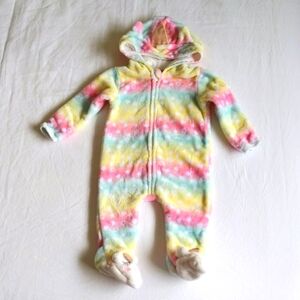 penelope mack fluffy unicorn bunting suit with zipper & mitts 6 months baby girl